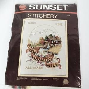 Sunset Stichery Old Country Mill Sewing Kit Vtg 82